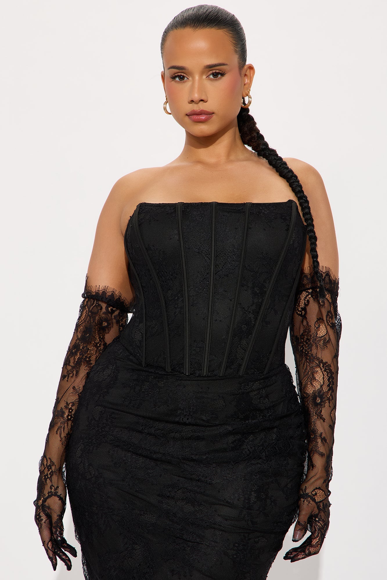 Always Sweet Corset Midi Dress Set - Black