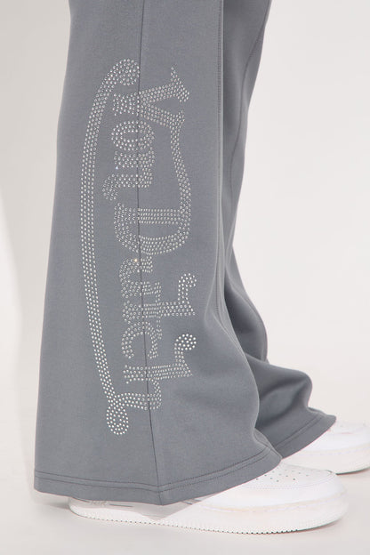 Von Dutch Rhinestone Washed Flared Pant - Charcoal/combo