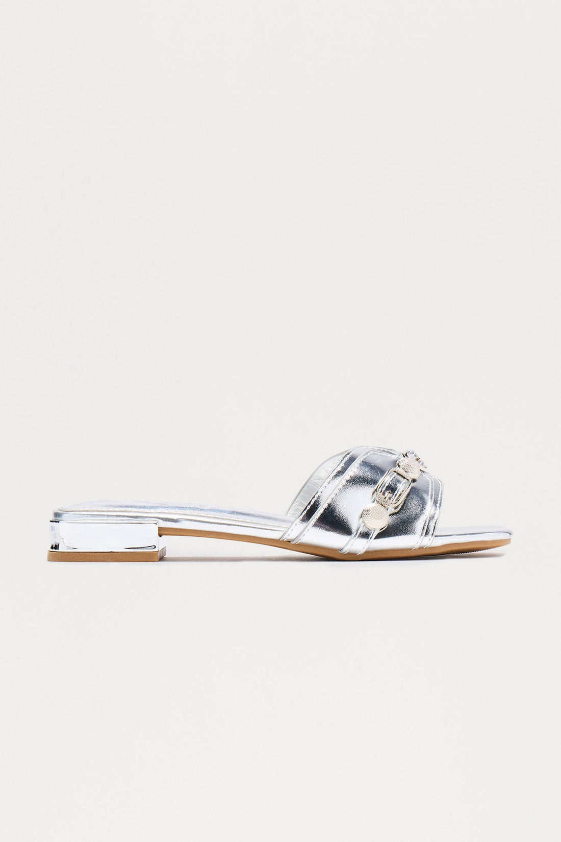 Sajie Hardware Slip On Sandals - Silver