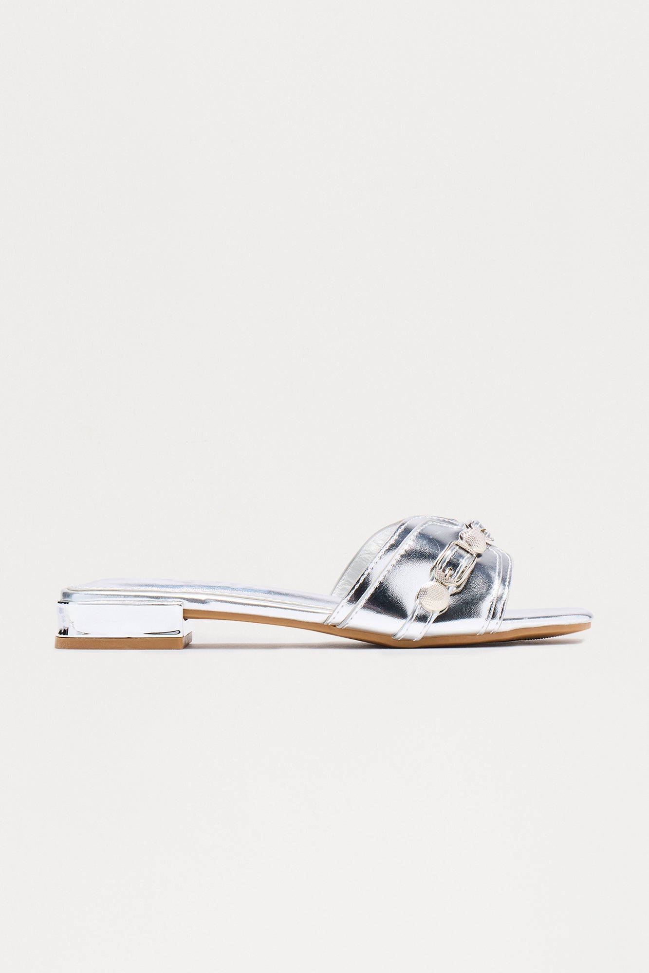Sajie Hardware Slip On Sandals - Silver