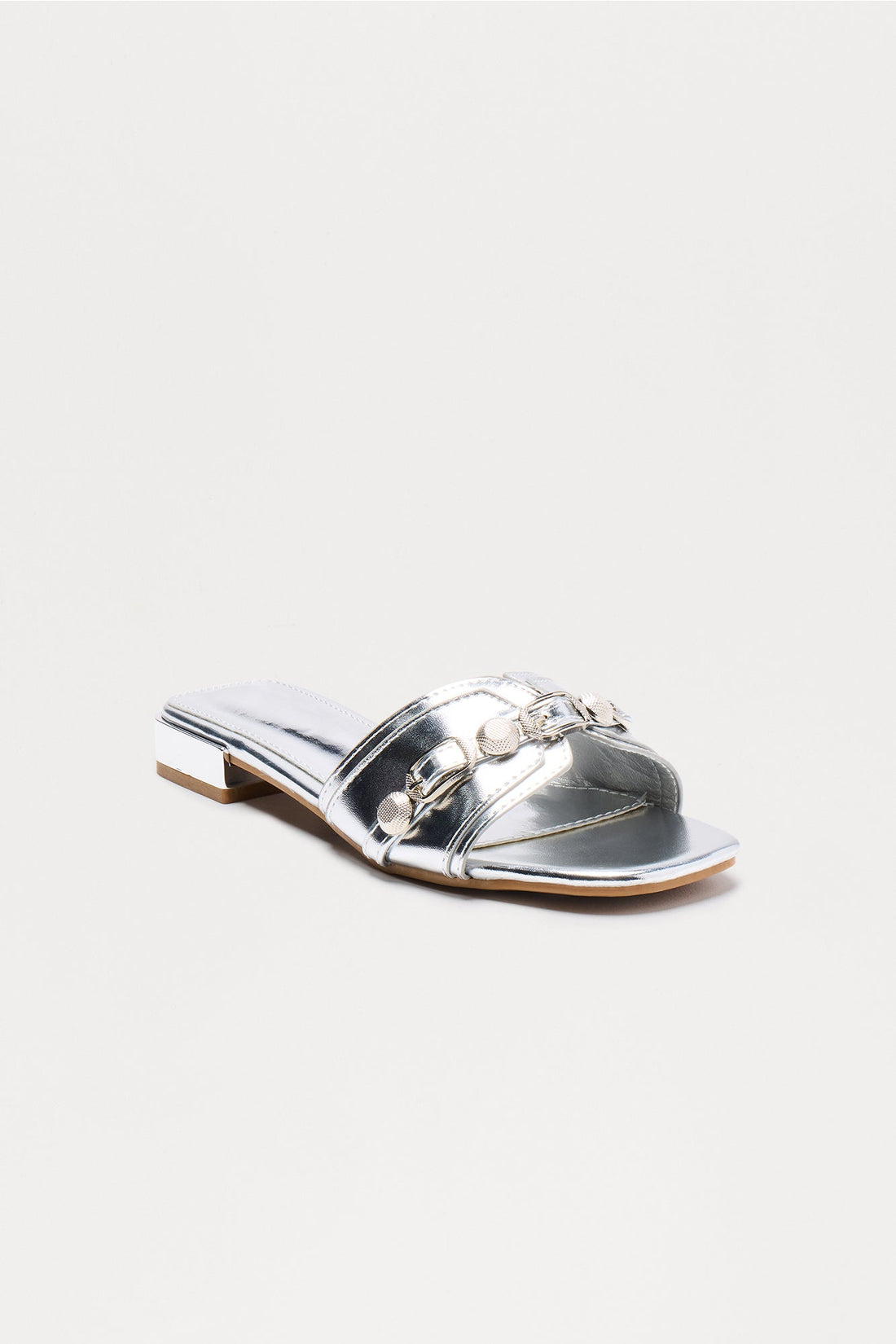 Sajie Hardware Slip On Sandals - Silver