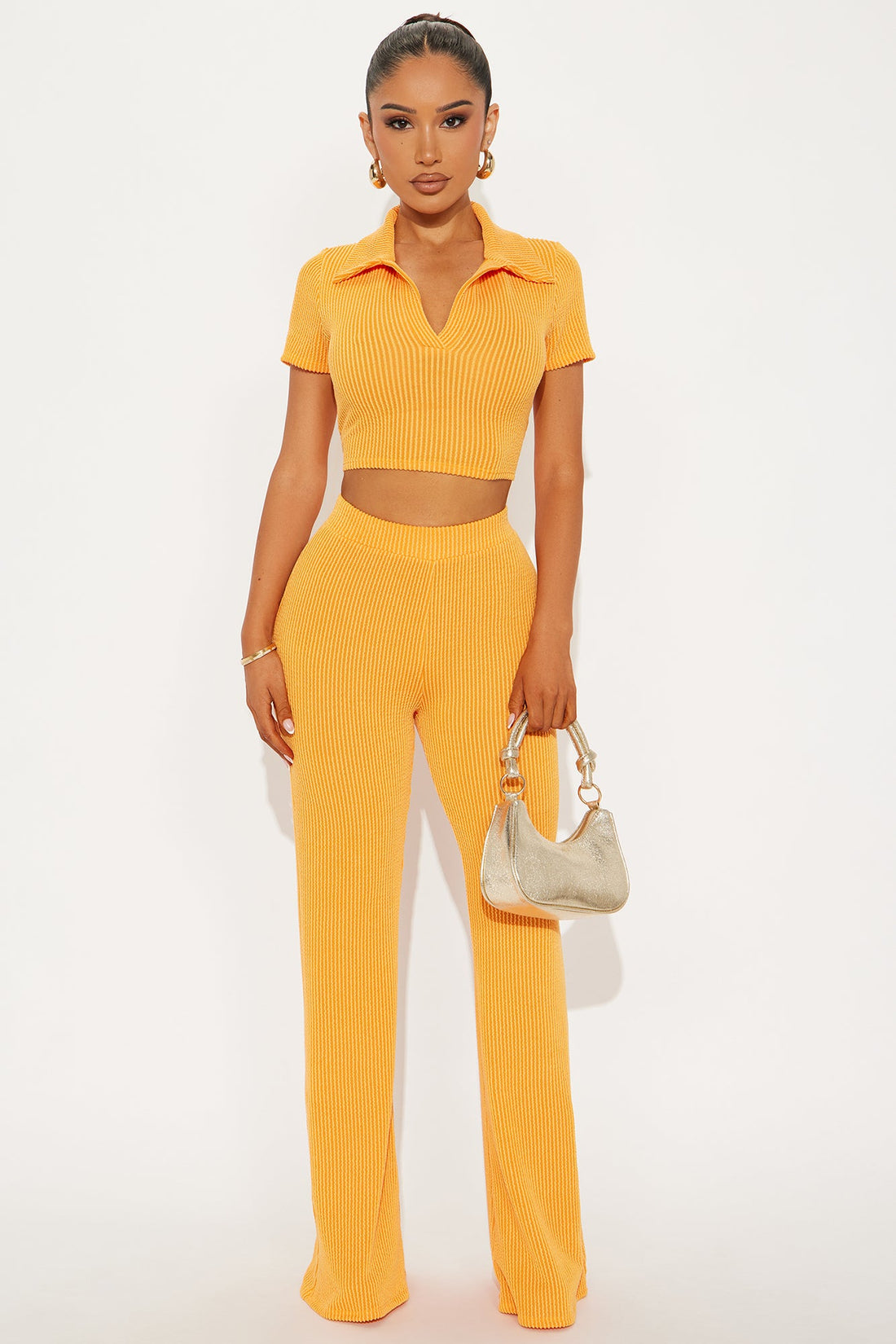Josie Ribbed Pant Set - Orange