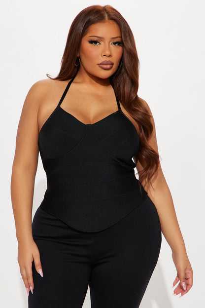 Slow-Motion Bandage Halter Top - Black