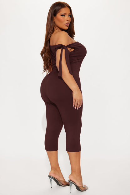 Sweet Like Candy Capri Jumpsuit - Chocolate