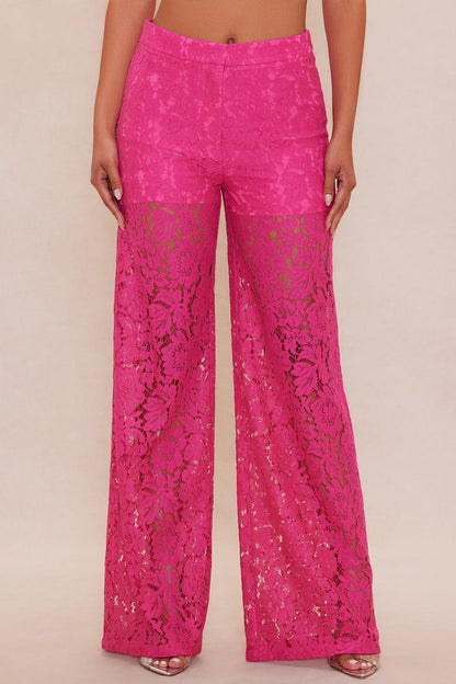 Maya Lace Wide Leg Pant - Pink