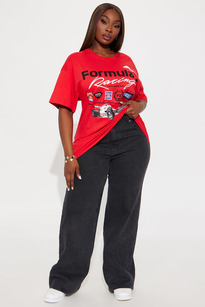 Formula 1 Racing Oversized Tee - Red