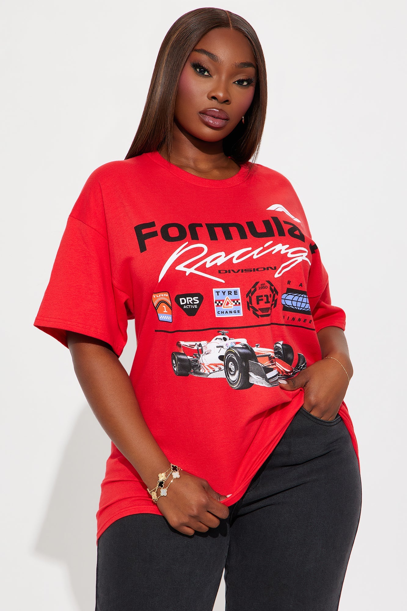 Formula 1 Racing Oversized Tee - Red