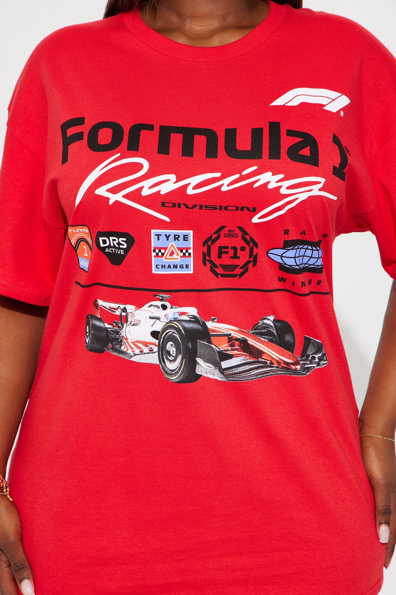 Formula 1 Racing Oversized Tee - Red