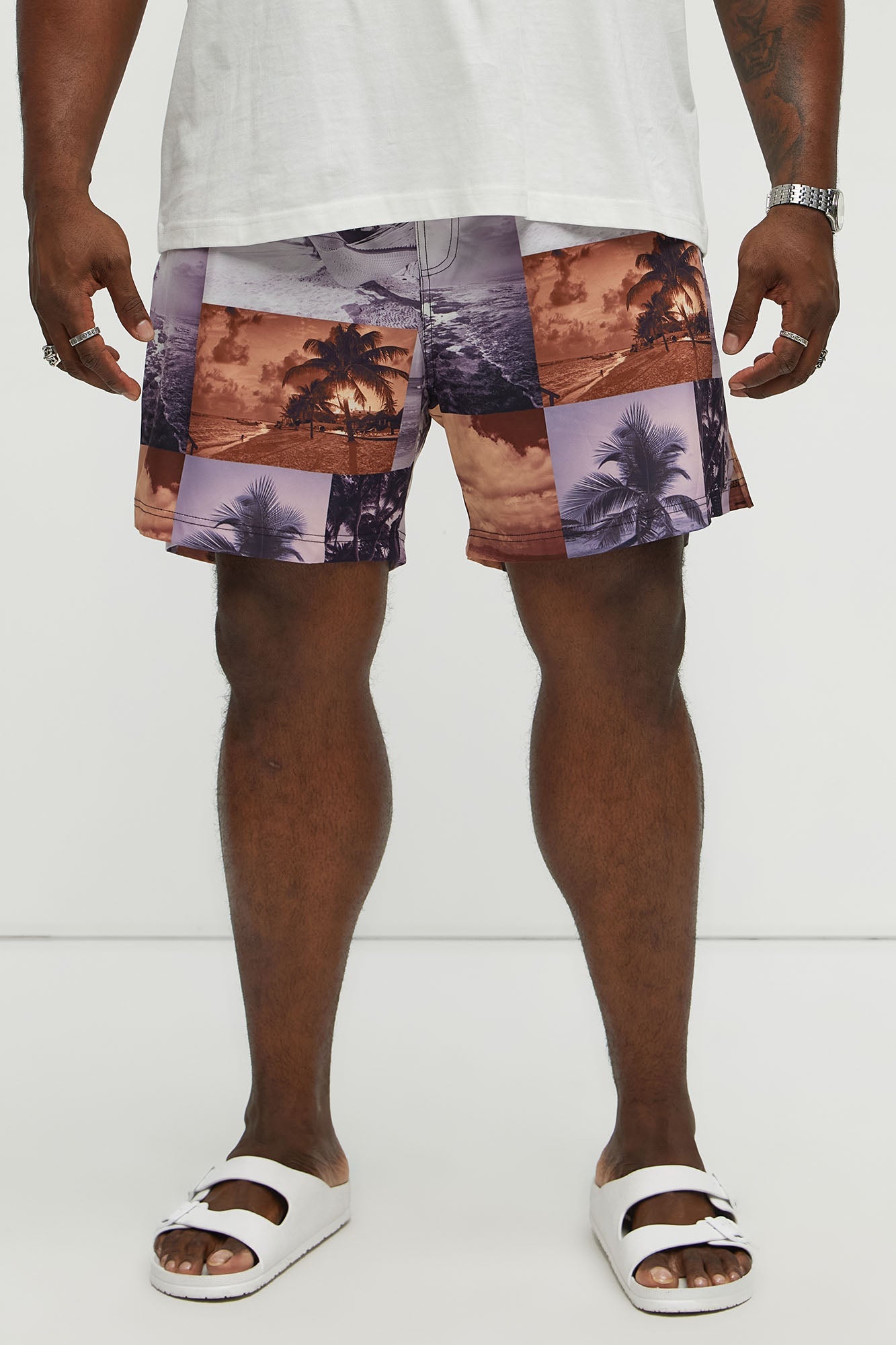 Tropical Focus Swim Mid Trunk - Brown/combo