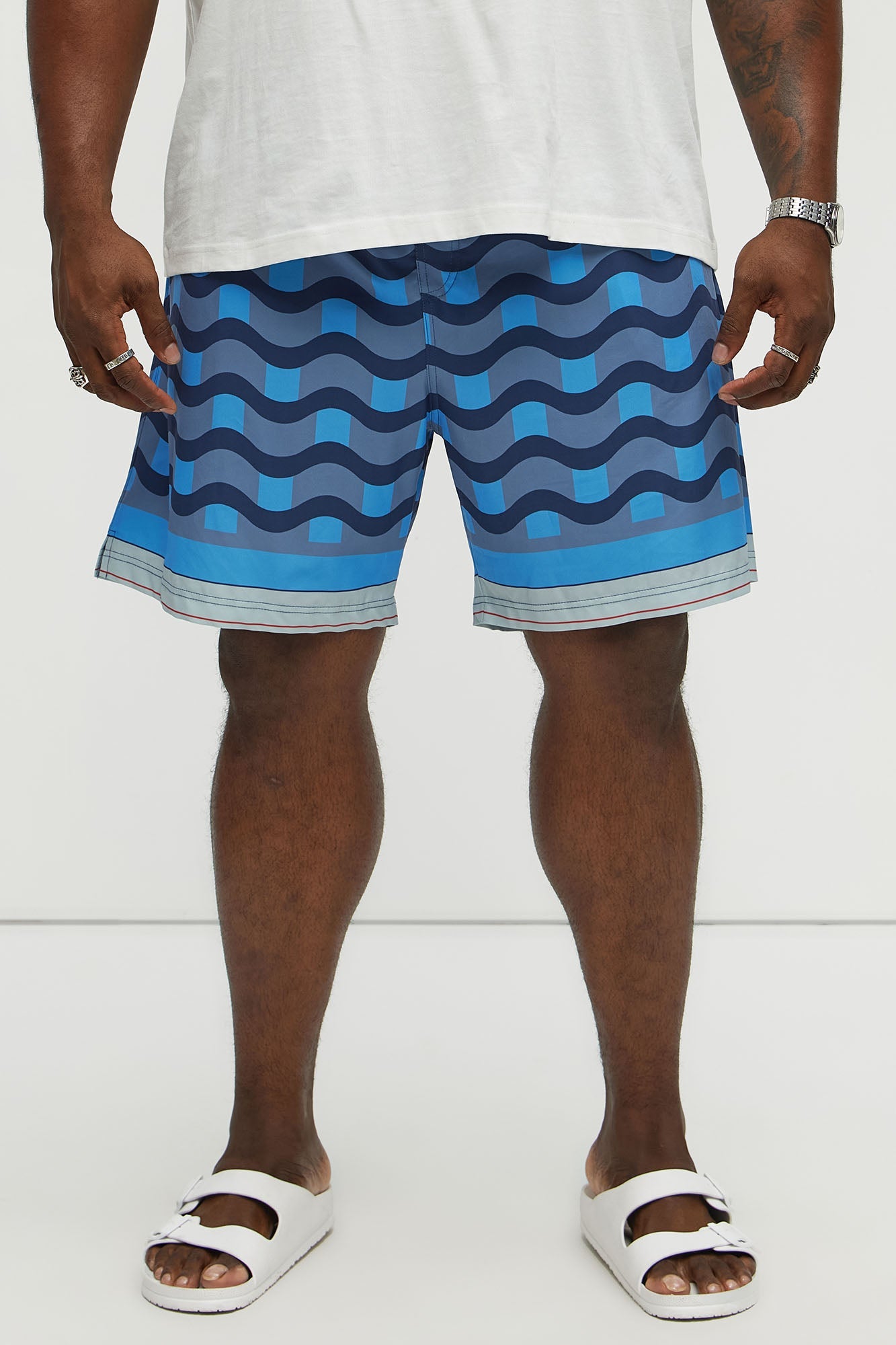 Sculpted Waves Printed Swim Classic Trunk - Blue
