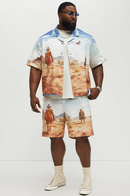 Stand Off Relaxed Denim Shorts - Multi Color