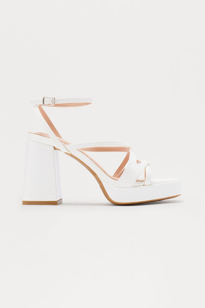Jemmy Ankle Strap Heels - White