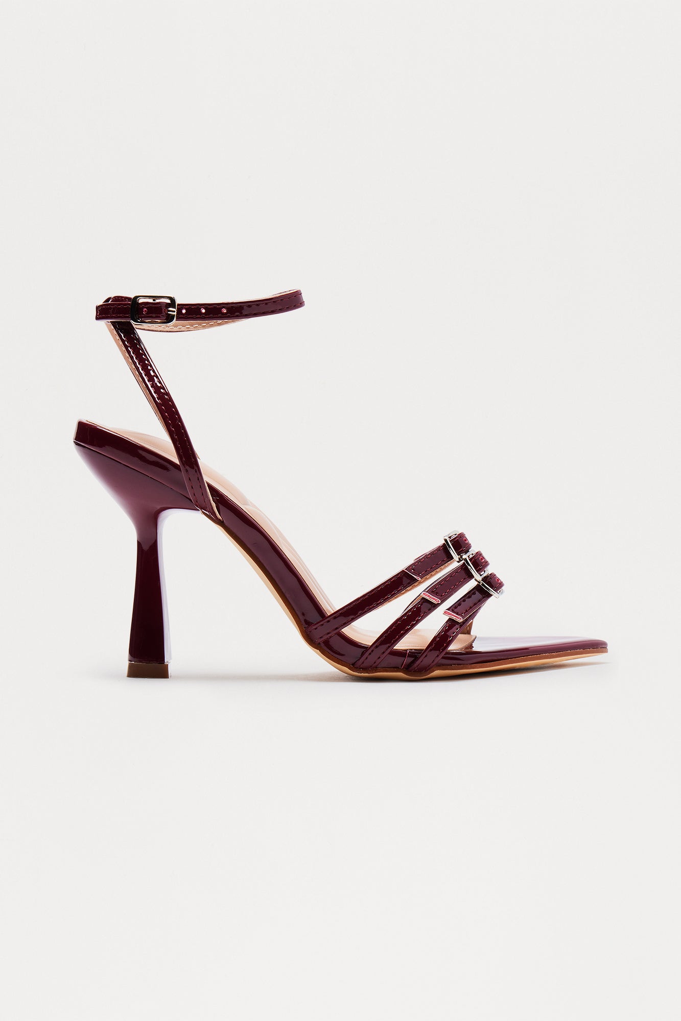 Anira Buckle Stiletto Heels - Burgundy