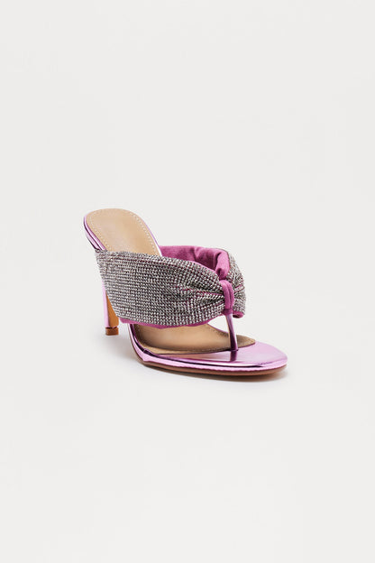 Rowie Rhinestone Thong Heels - Pink