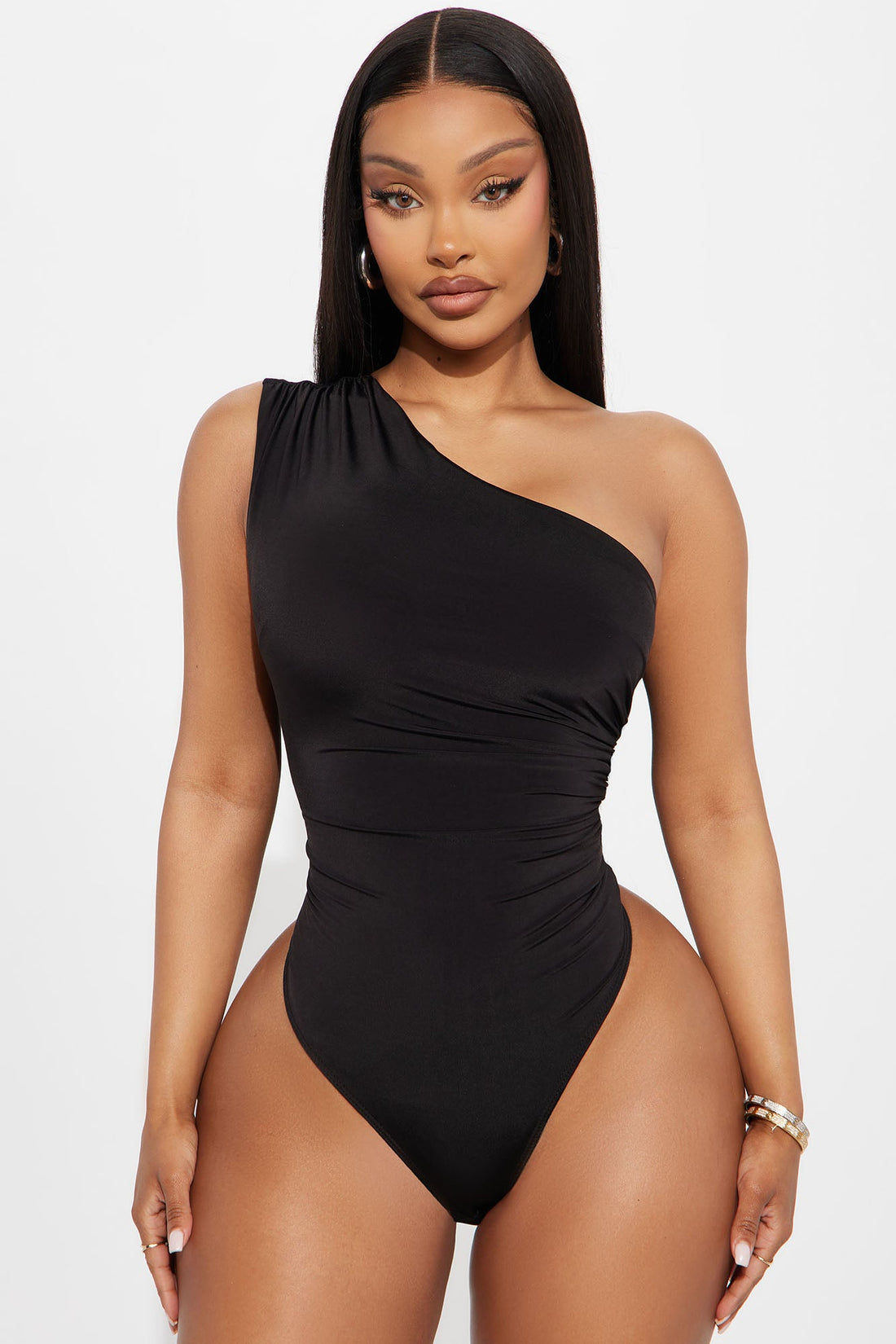 Living Proof One Shoulder Ruched Bodysuit - Black