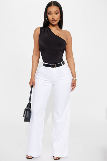 Living Proof One Shoulder Ruched Bodysuit - Black