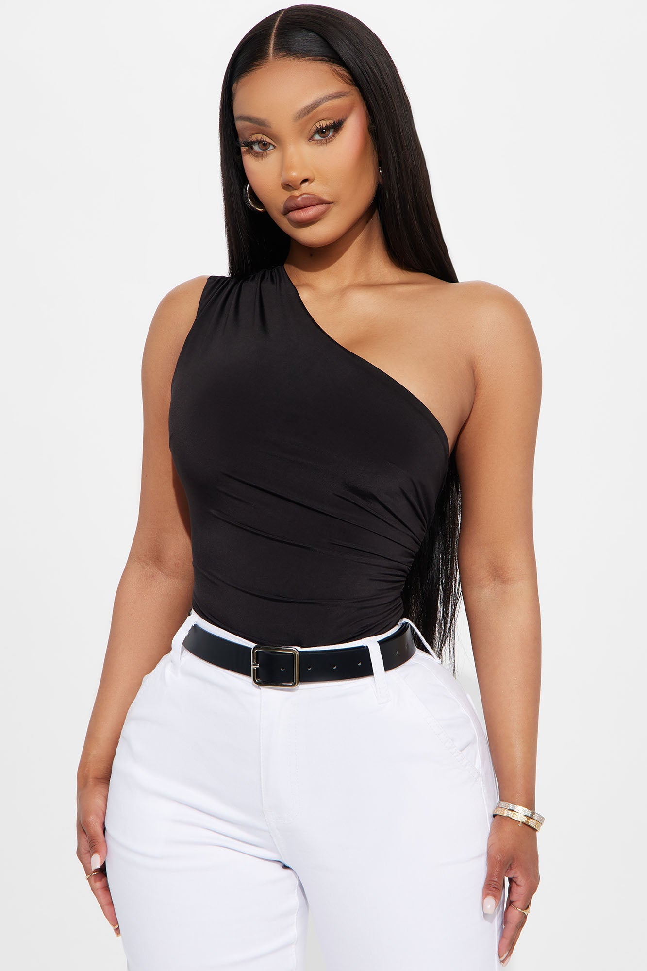 Living Proof One Shoulder Ruched Bodysuit - Black