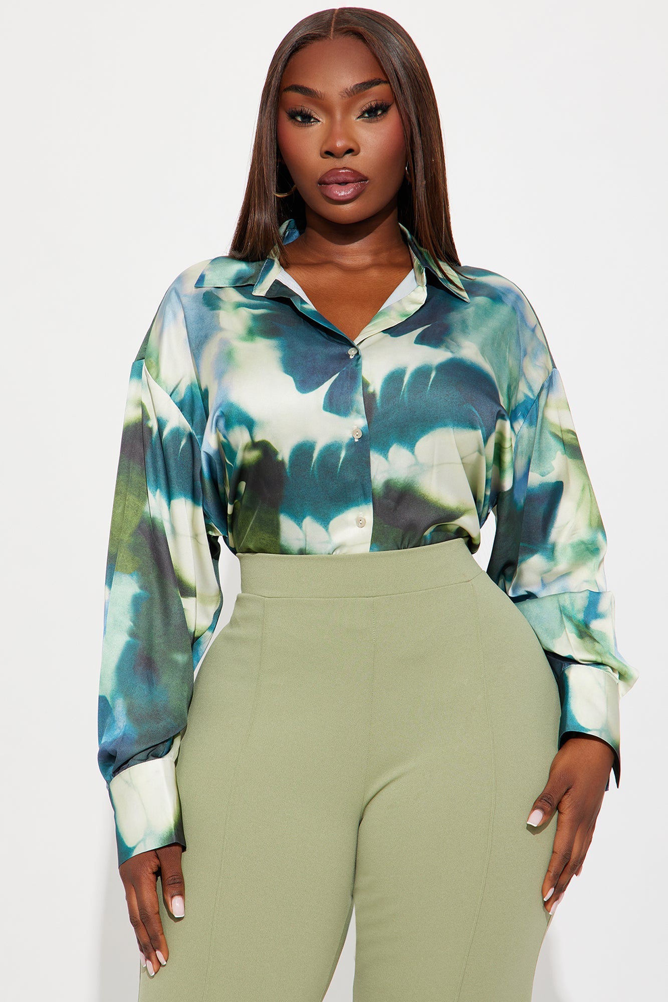 Artsy Moments Satin Shirt - Blue/combo