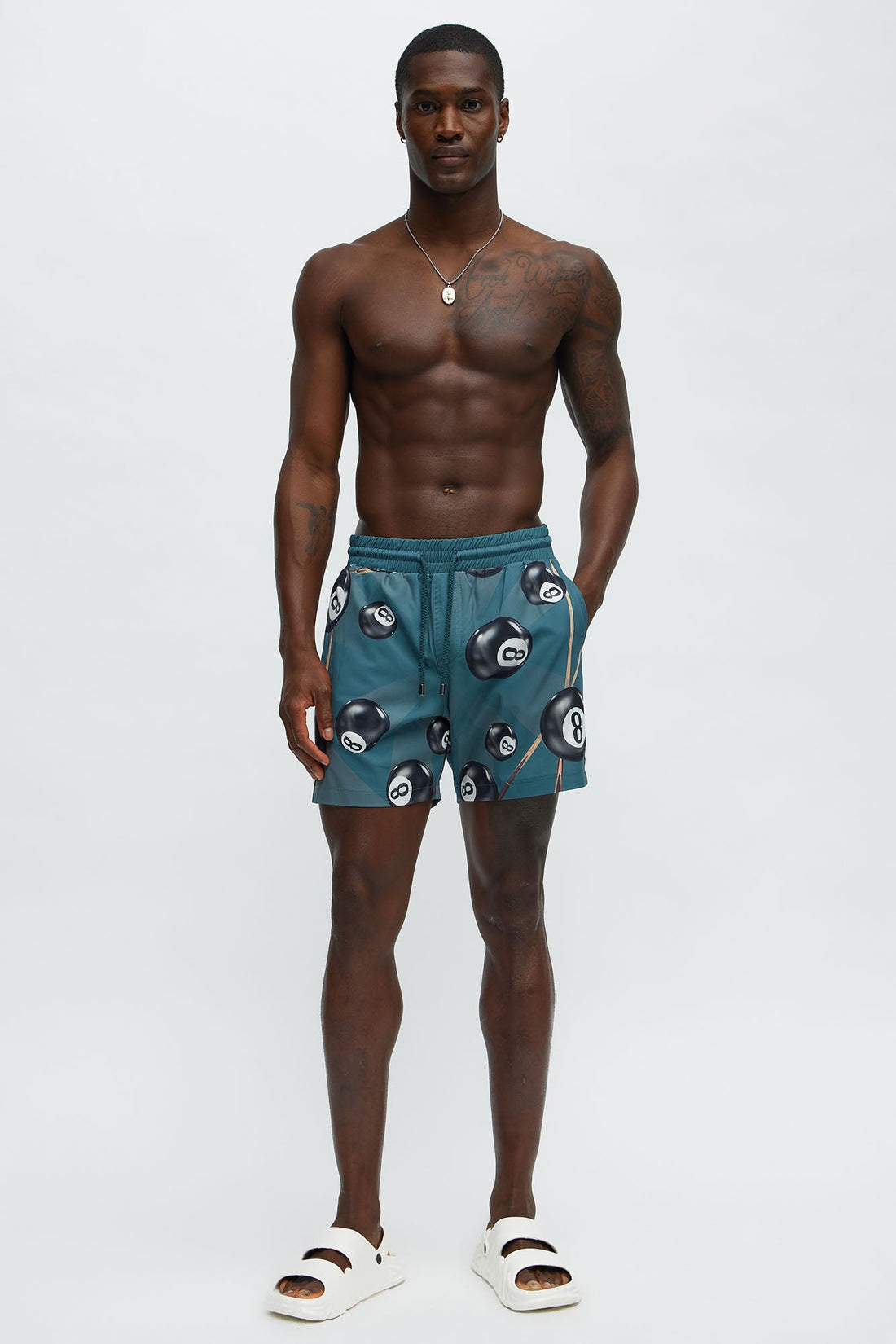 8-Ball Surf Printed Swim Mid Trunk - Green/combo