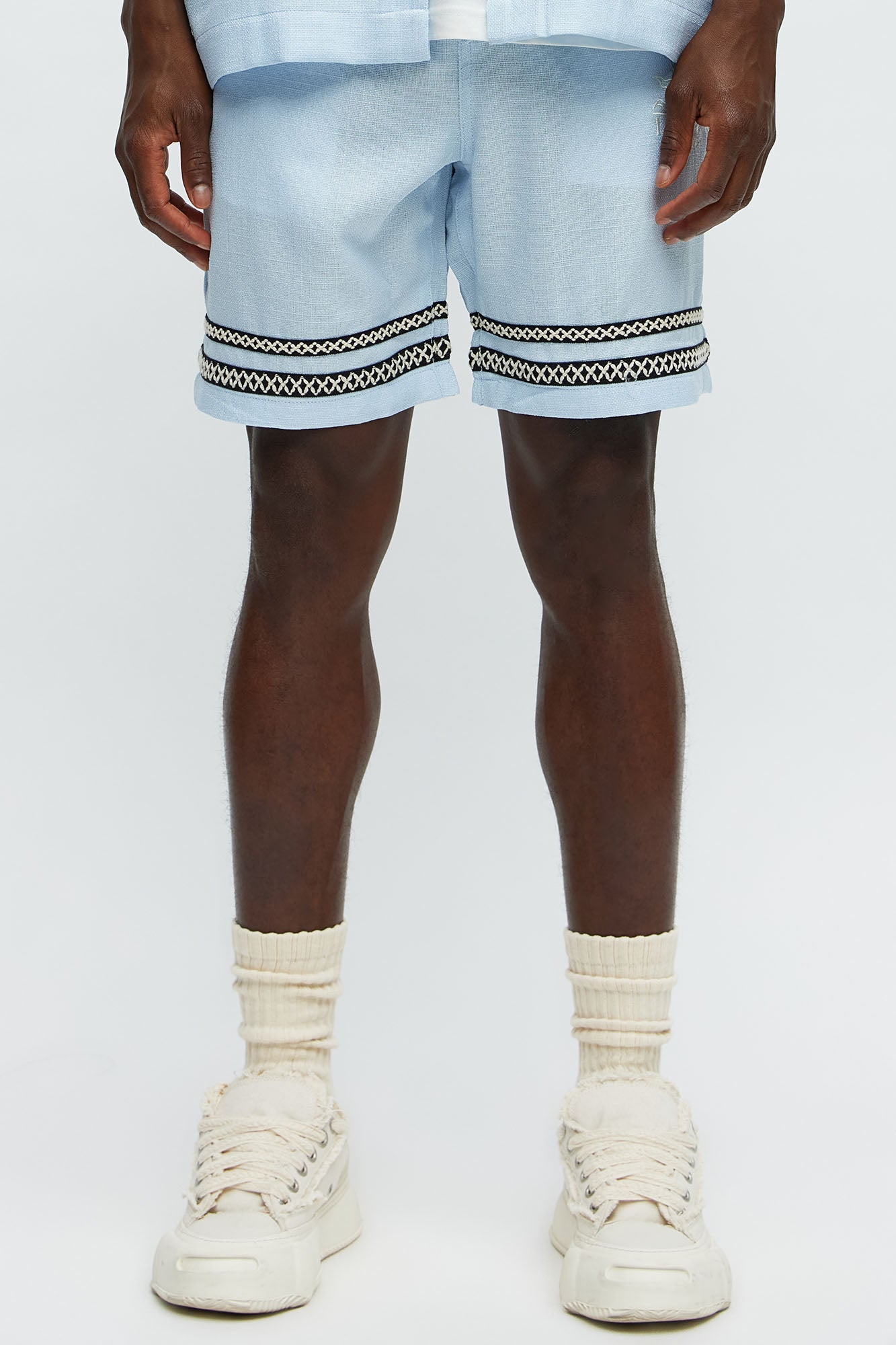 Ibiza VIP Club Linen Like Relaxed Shorts - Light Blue