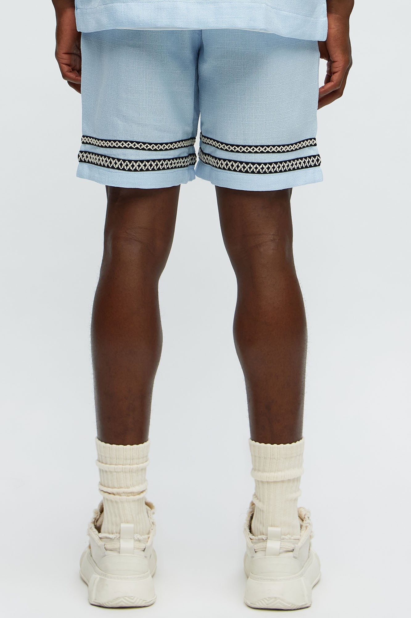 Ibiza VIP Club Linen Like Relaxed Shorts - Light Blue