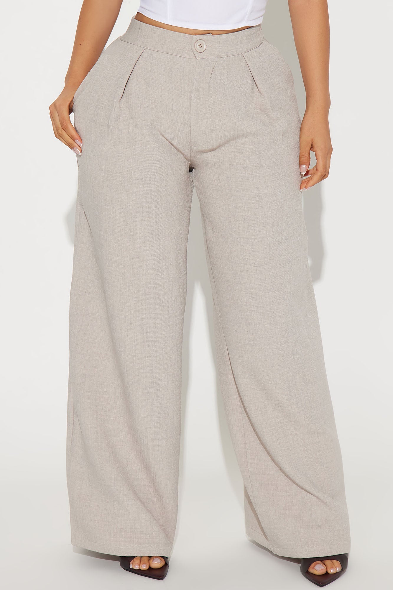 Work Too Hard Wide Leg Trouser - Stone