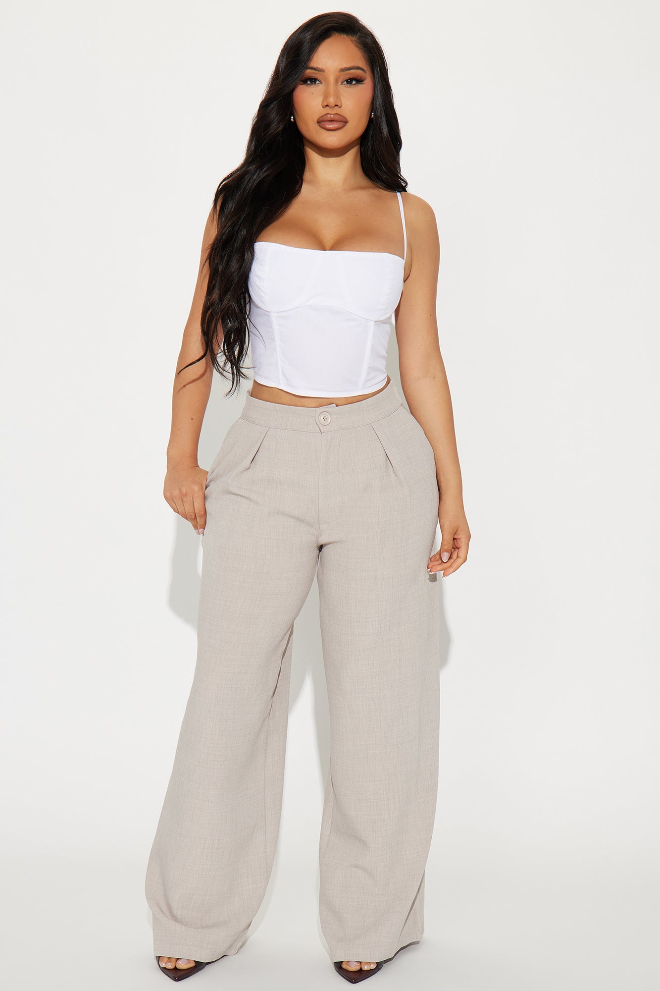 Work Too Hard Wide Leg Trouser - Stone