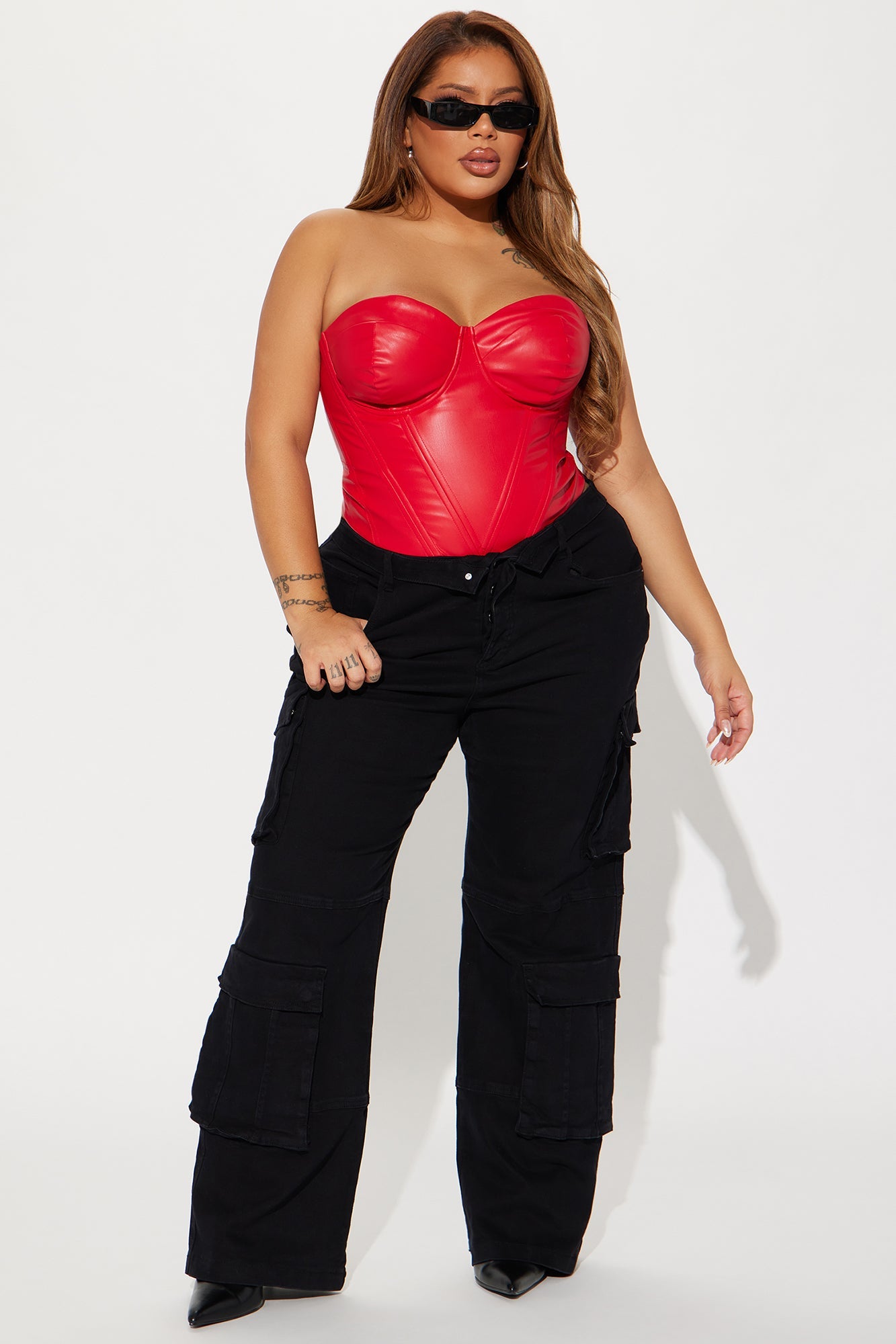 Bae For Tonight Faux Leather Corset Top - Wine