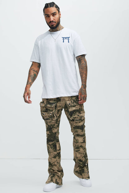 With The Hidden Camo Stacked Skinny Flare Pants - Camouflage