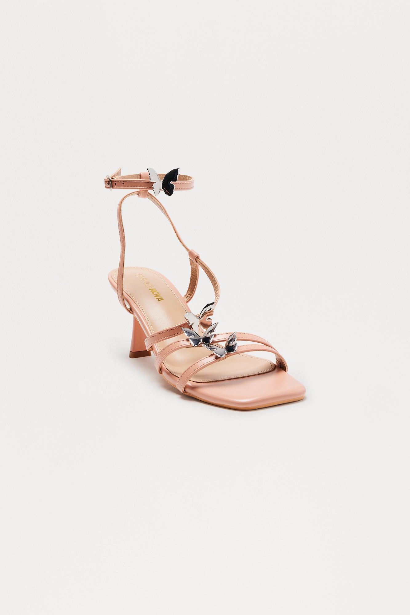 Rina Butterfly Ankle Strap Heels - Nude