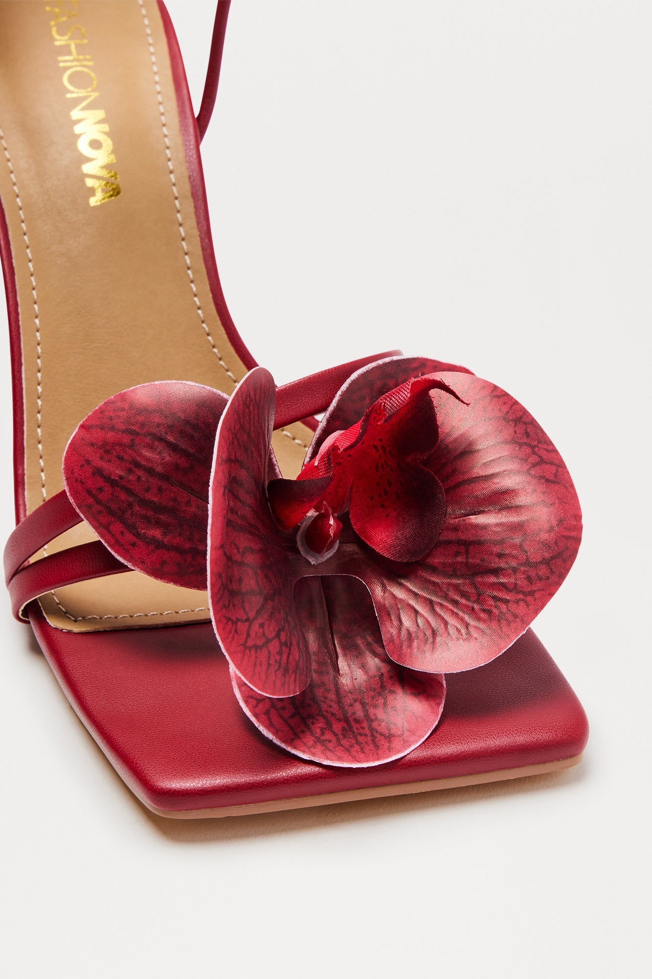 Bliss Flower Wrap Up Heels - Burgundy