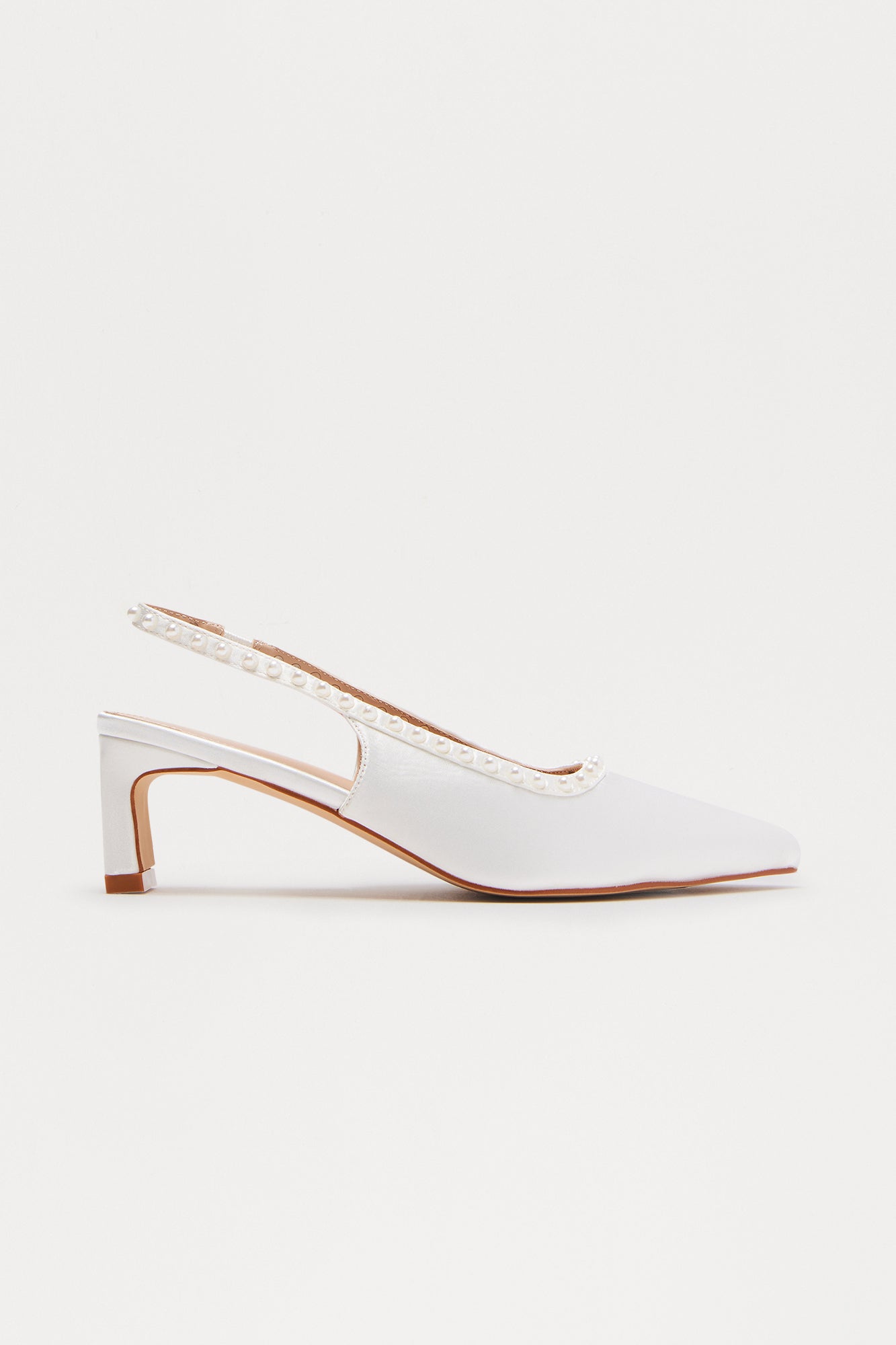 Amore Satin Pearl Pumps - White
