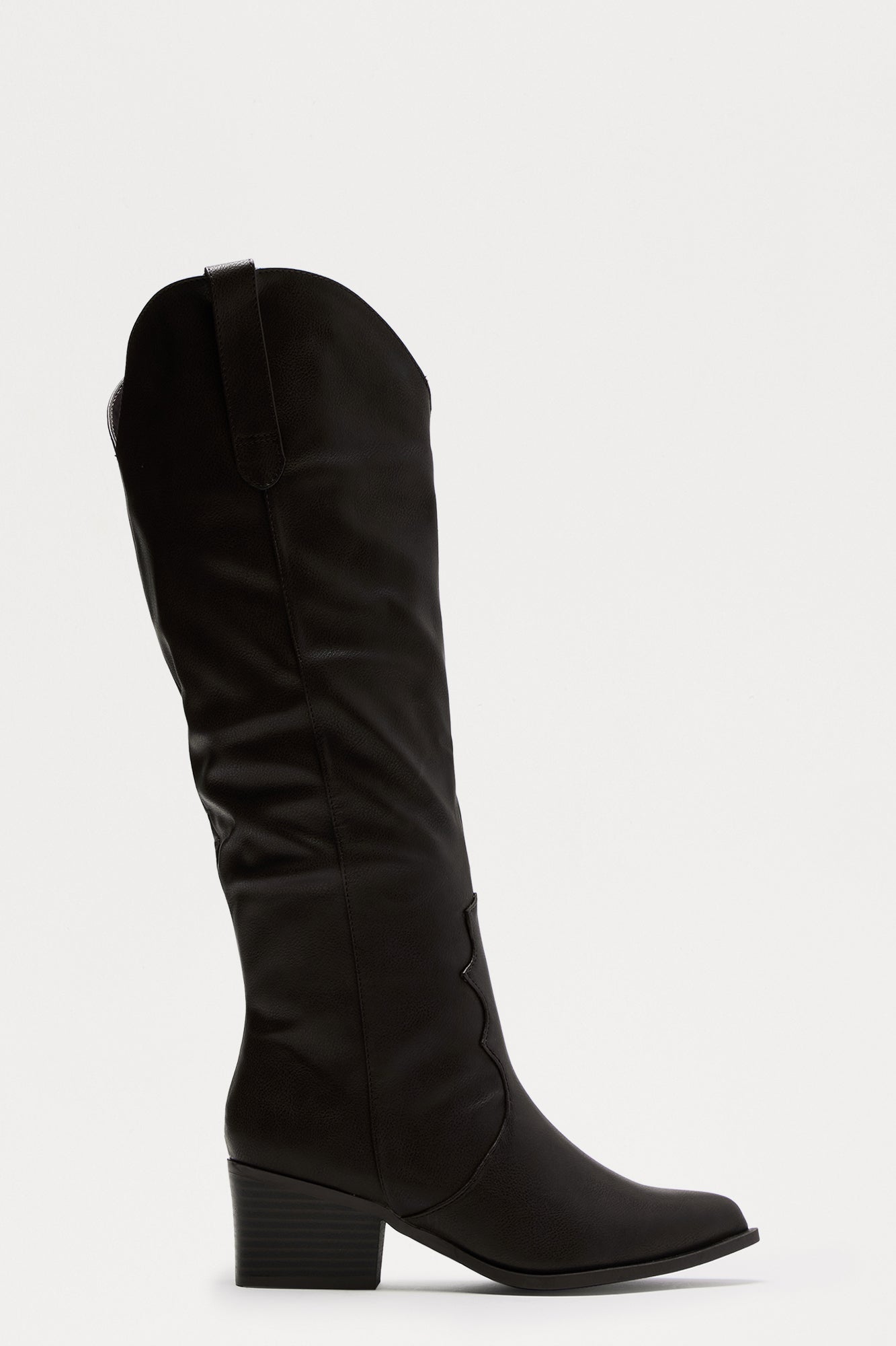 Camper Knee High Cowboy Boots - Black