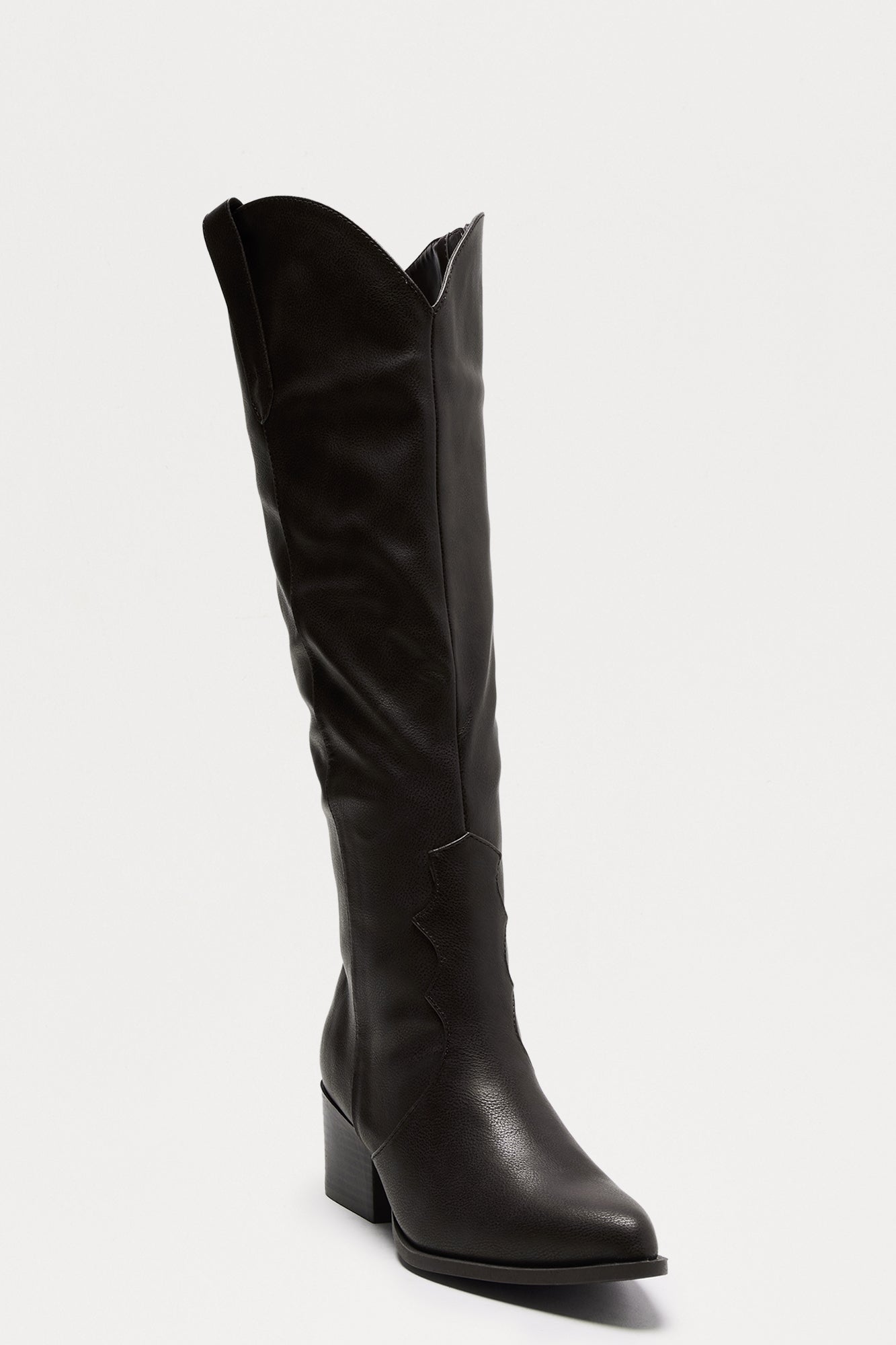 Camper Knee High Cowboy Boots - Black