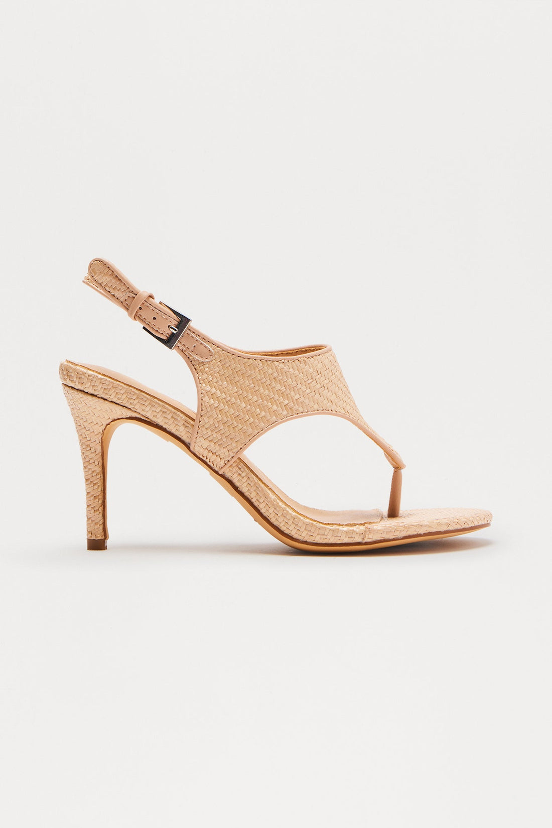 Cary Raffia Thong Heels - Taupe