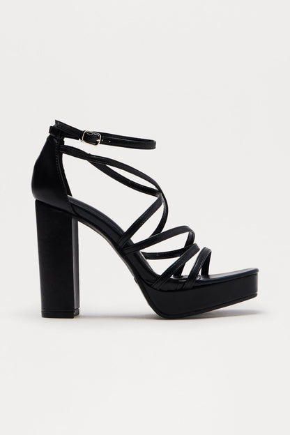 Cadel Faux Leather Heels - Black