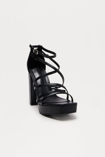 Cadel Faux Leather Heels - Black