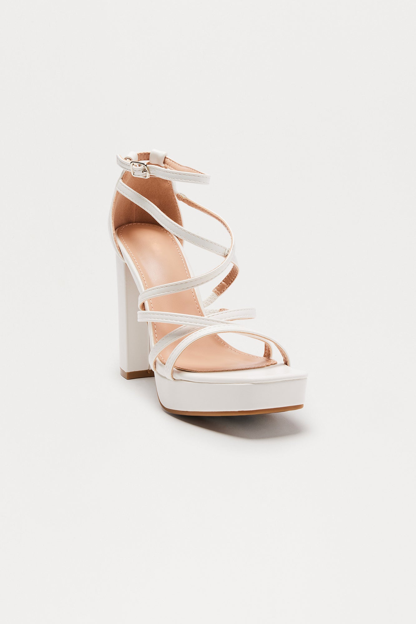 Cadel Faux Leather Heels - White