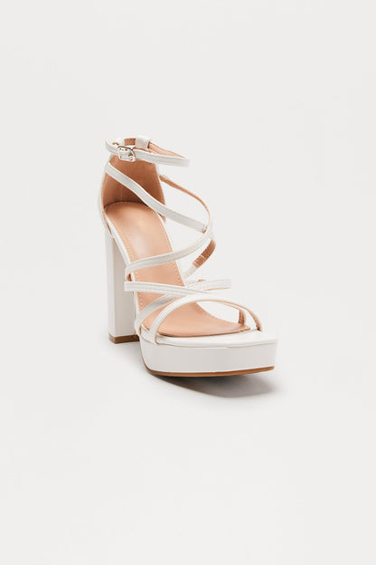 Cadel Faux Leather Heels - White