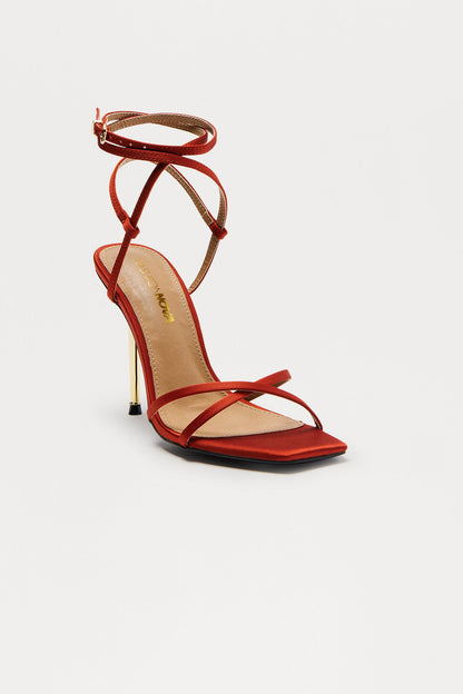 Hypnotic Satin Stiletto Heels - Rust