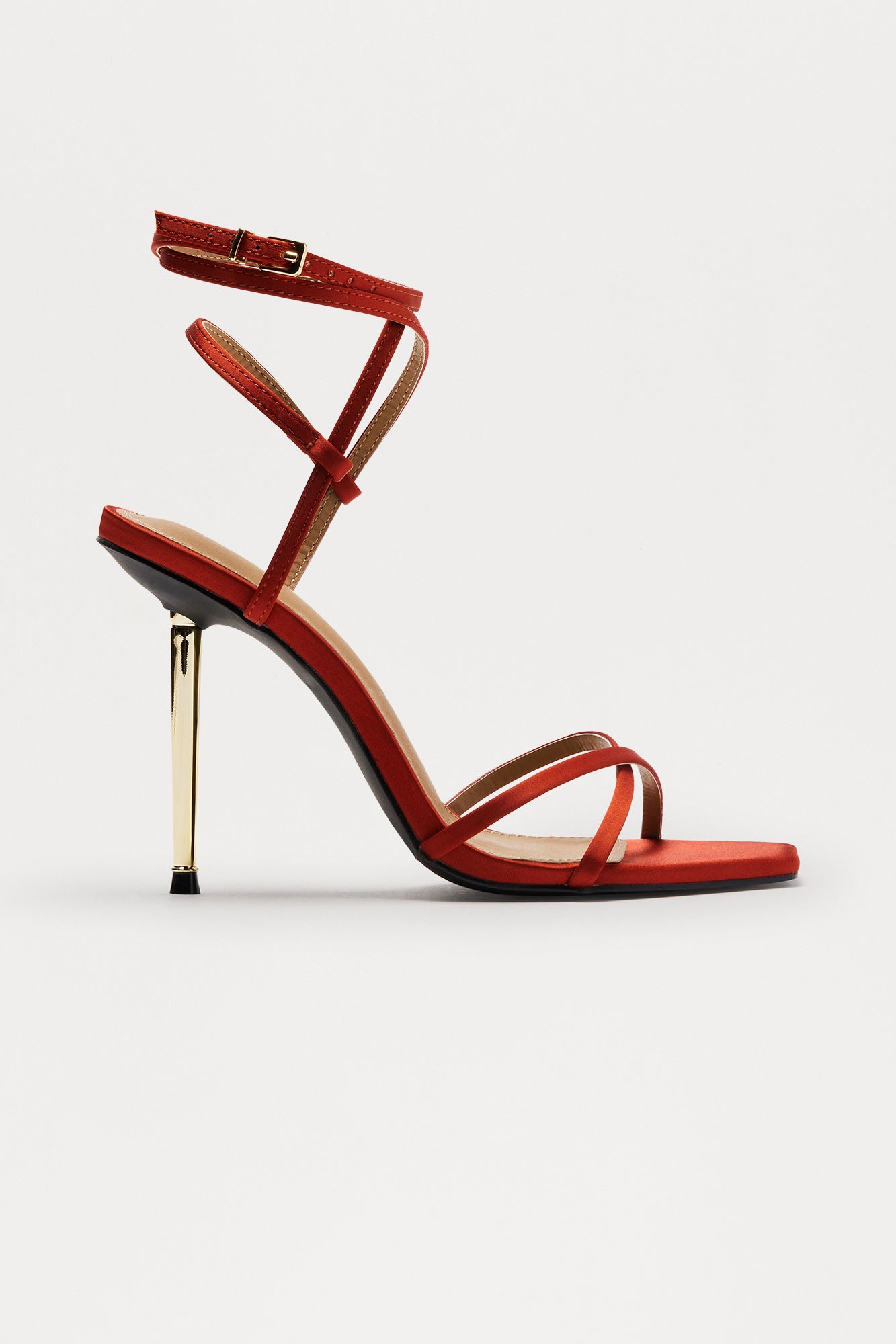 Hypnotic Satin Stiletto Heels - Rust