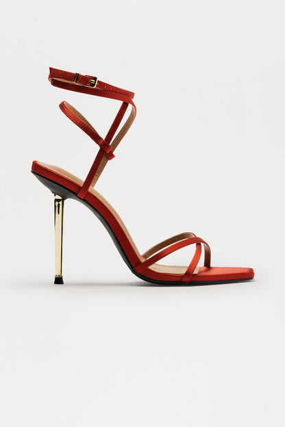 Hypnotic Satin Stiletto Heels - Rust