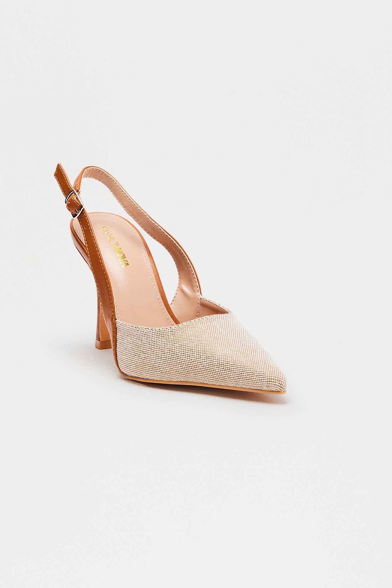 Chivi Raffia Slingback Pumps - Brown/combo