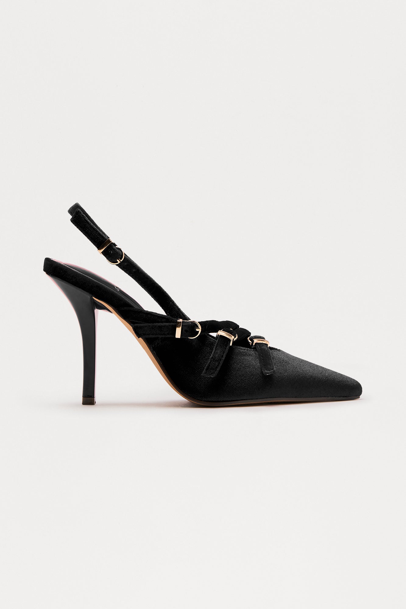 Cerese Buckle Velvet Pumps - Black