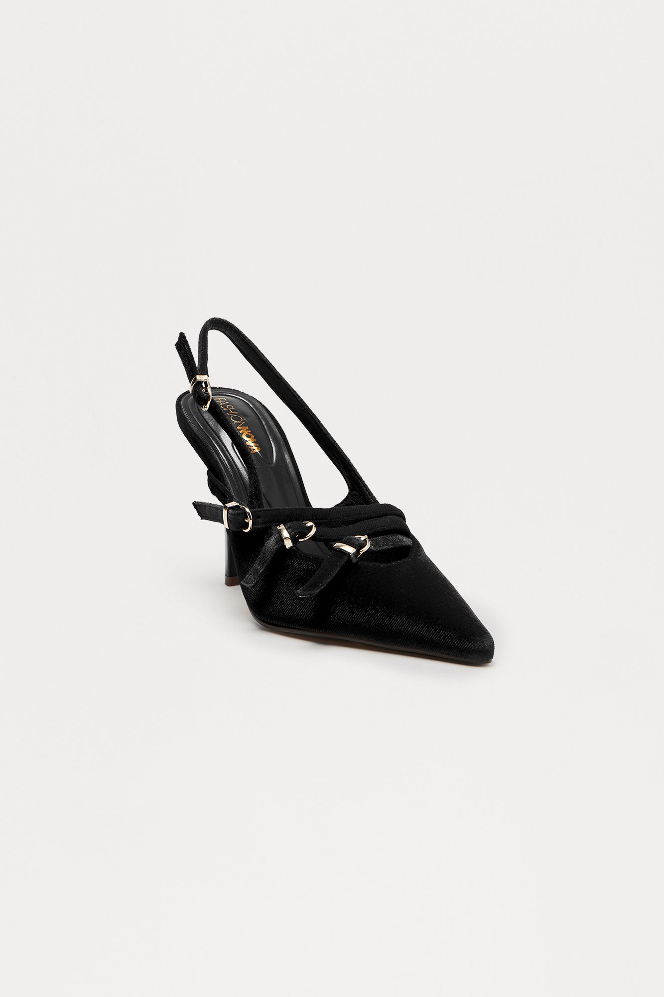 Cerese Buckle Velvet Pumps - Black