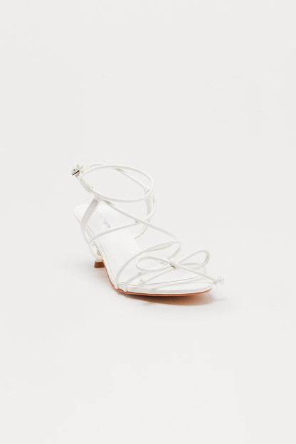 Bexie Bow Ankle Strap Heels - White