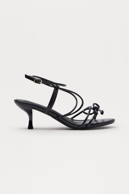 Bexie Bow Ankle Strap Heels - Black
