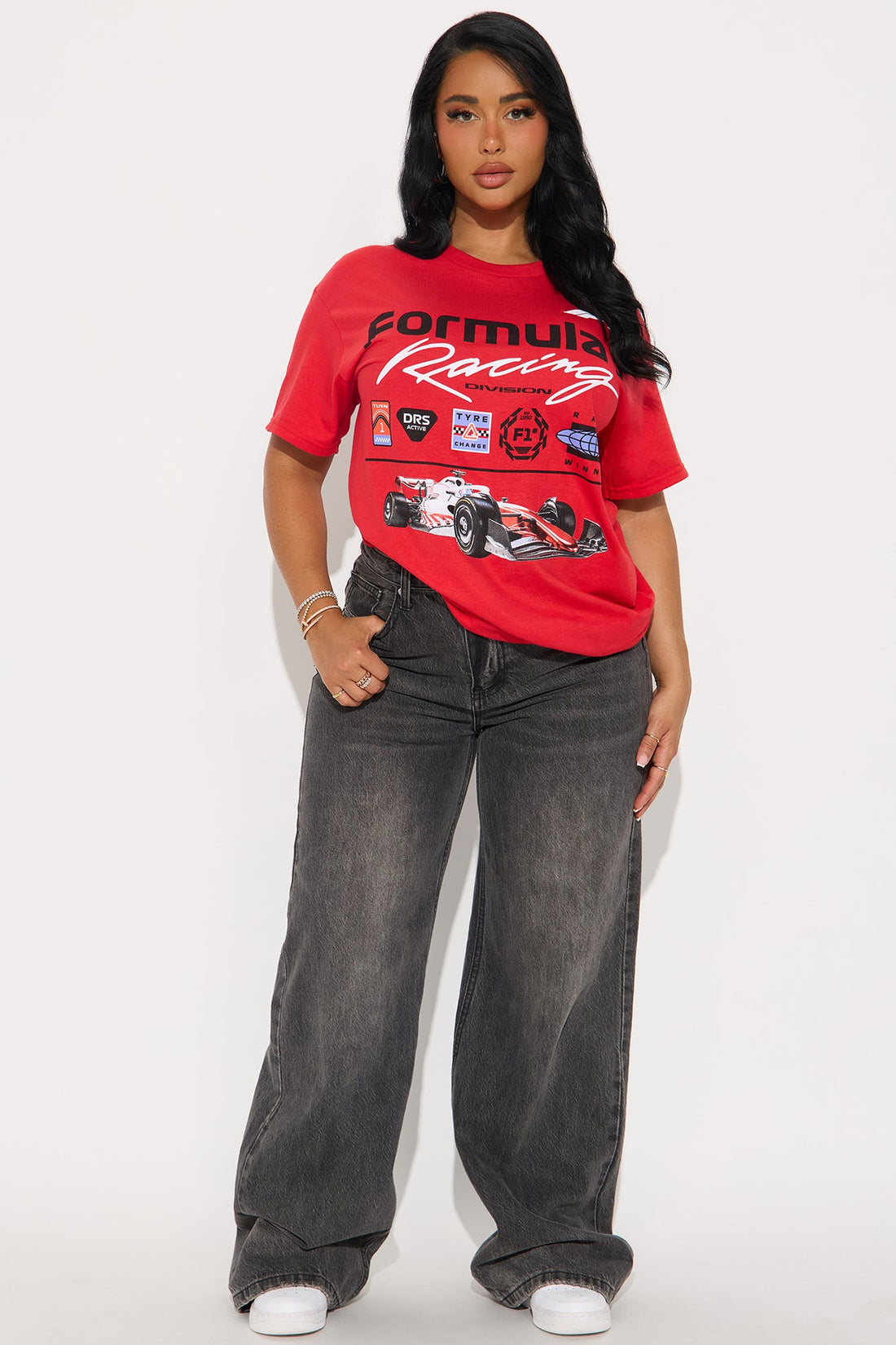 Formula 1 Racing Oversized Tee - Red