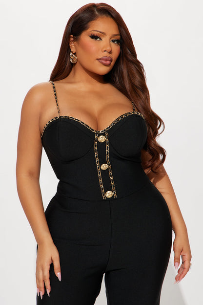Get To The Point Bandage Jumpsuit - Black