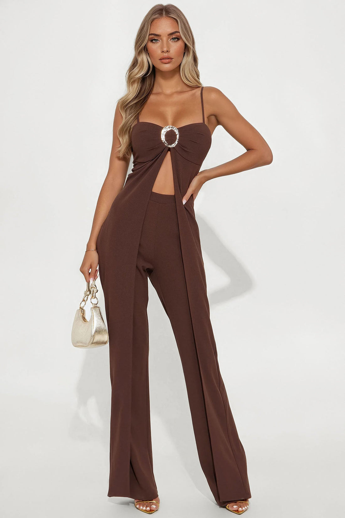 Sleek Perfection Wide Leg Jumpsuit - Chocolate